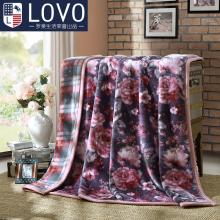 LOVO家纺罗莱生活出品冬季毛毯加厚绒毯花都迷情双层拉舍尔毯子