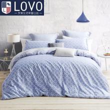 LOVO家纺罗莱生活全棉被套床单四件套简约北欧风纯棉格纹床品套件
