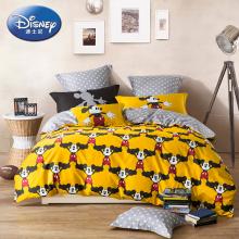 迪士尼家纺罗莱生活出品四件套全棉床单儿童床品DA0183米奇对对碰