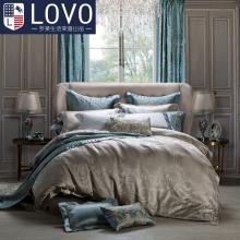 lovo家纺罗莱生活出品提花被套四件套件真丝床单欧式床上用1.8m床